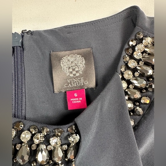 Vince Camuto blue/grey cap sleeved gown with jeweled neckline size 6 - Picture 10 of 11